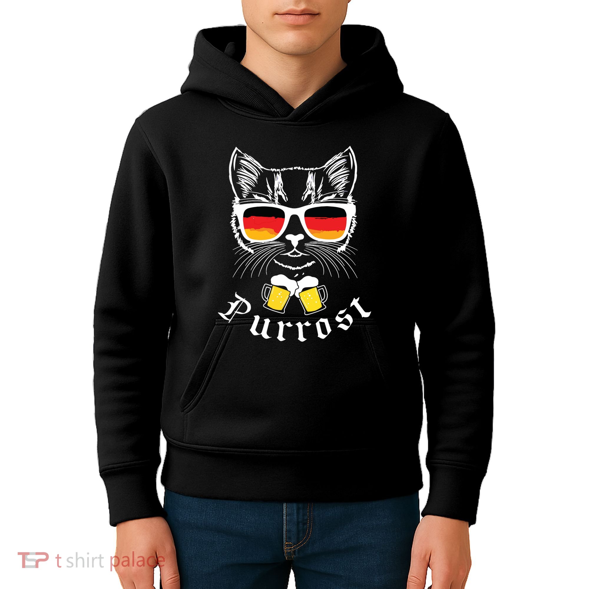 Oktoberfest Funny Prost Pun Purrost Cat Kids Hoodie