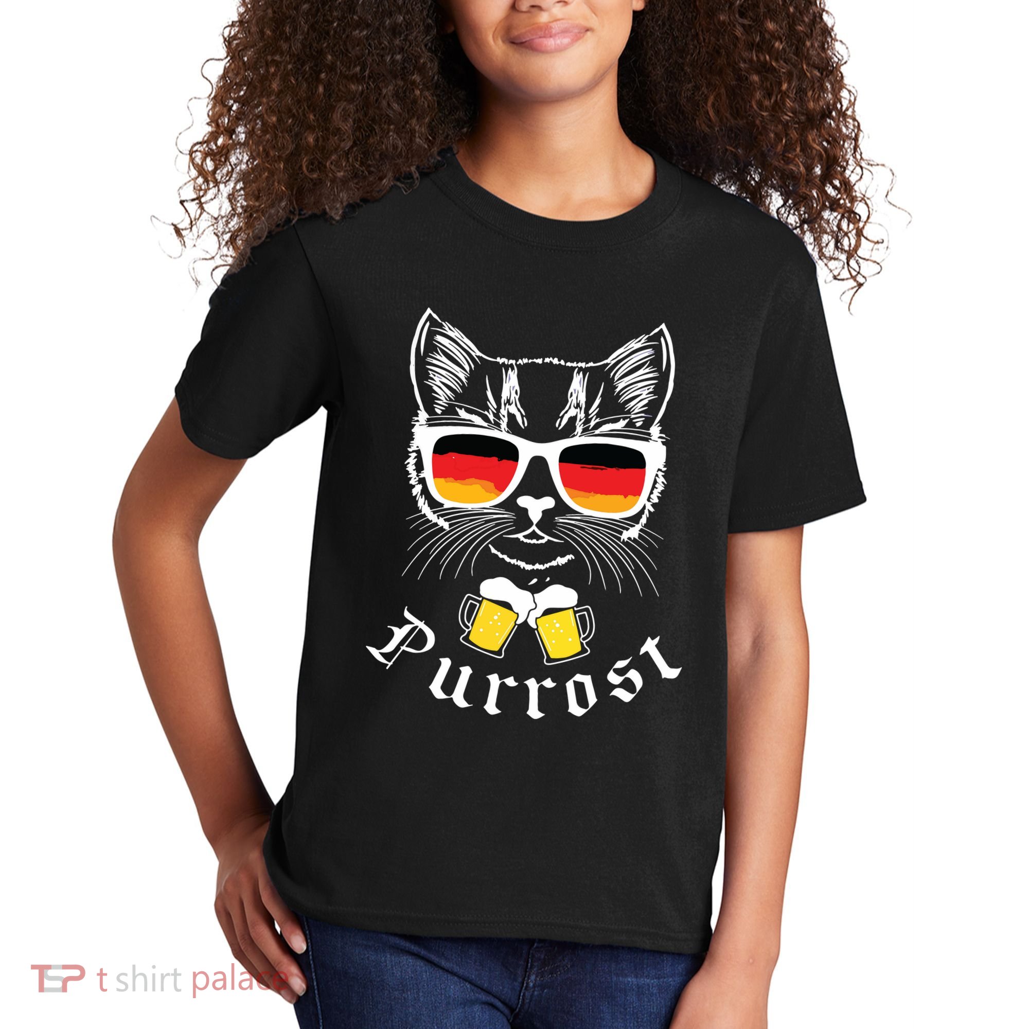 Oktoberfest Funny Prost Pun Purrost Cat Kids T-Shirt
