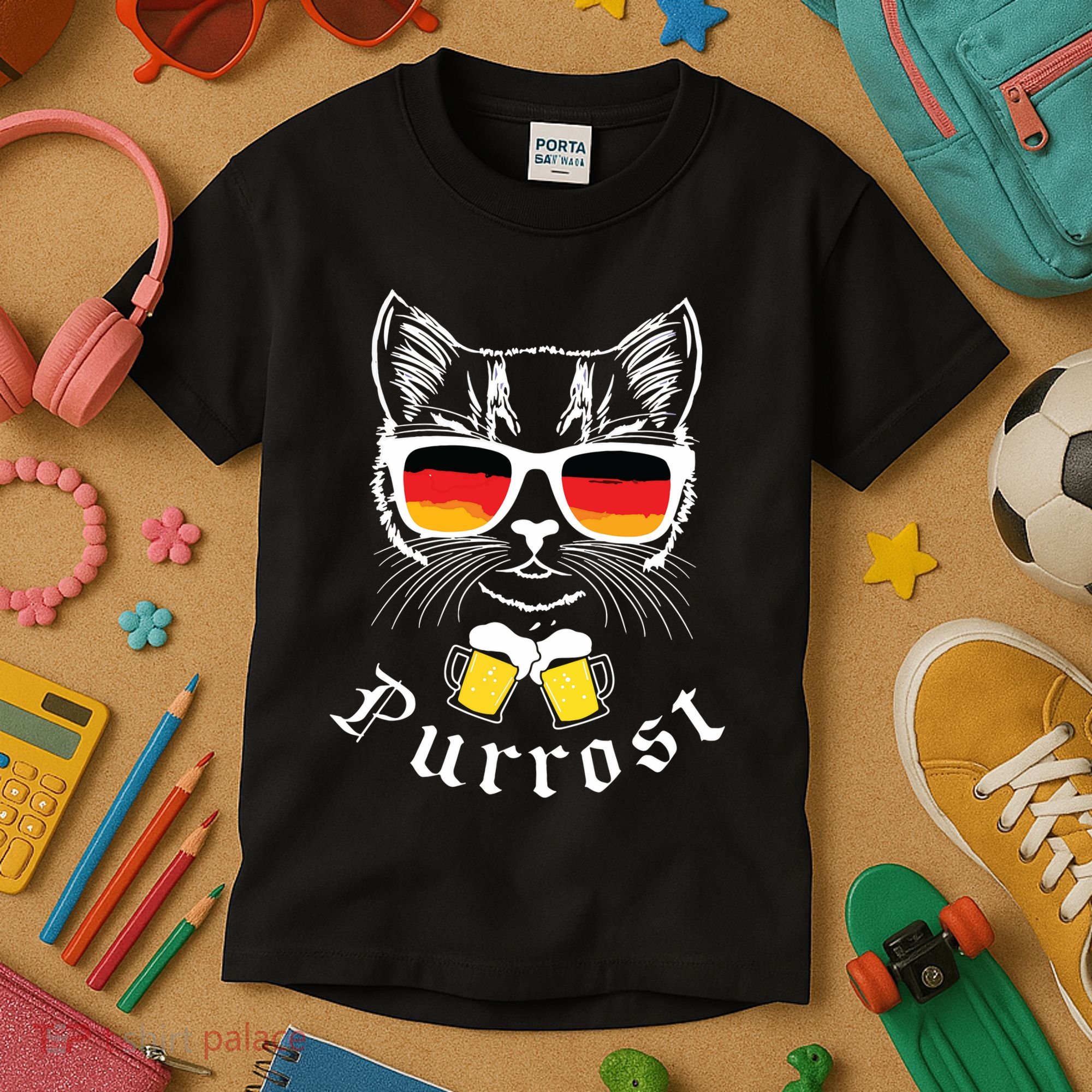 Oktoberfest Funny Prost Pun Purrost Cat Kids T-Shirt