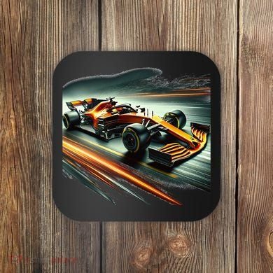 Orange Formula Racing Car Coaster