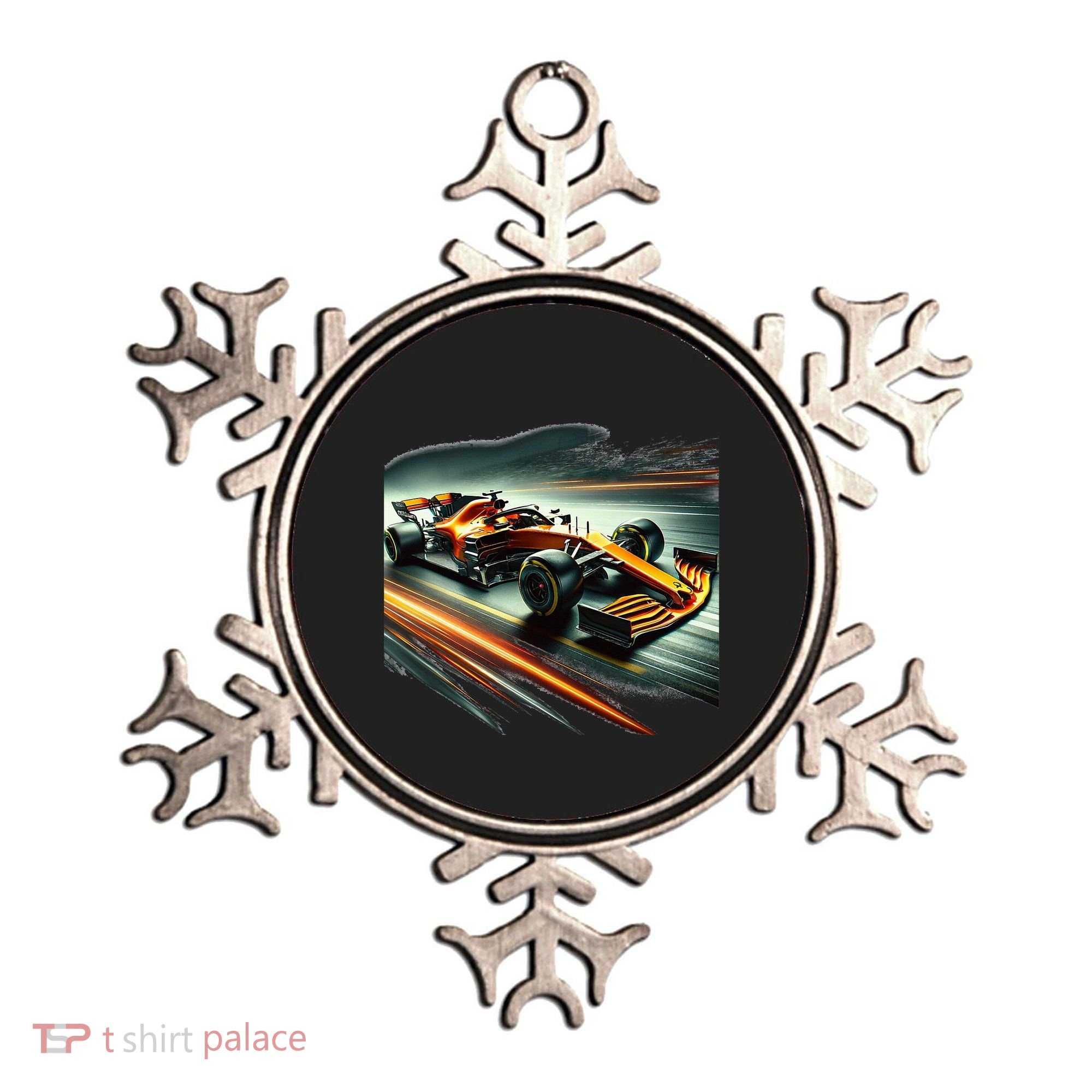 Orange Formula Racing Car Ornament