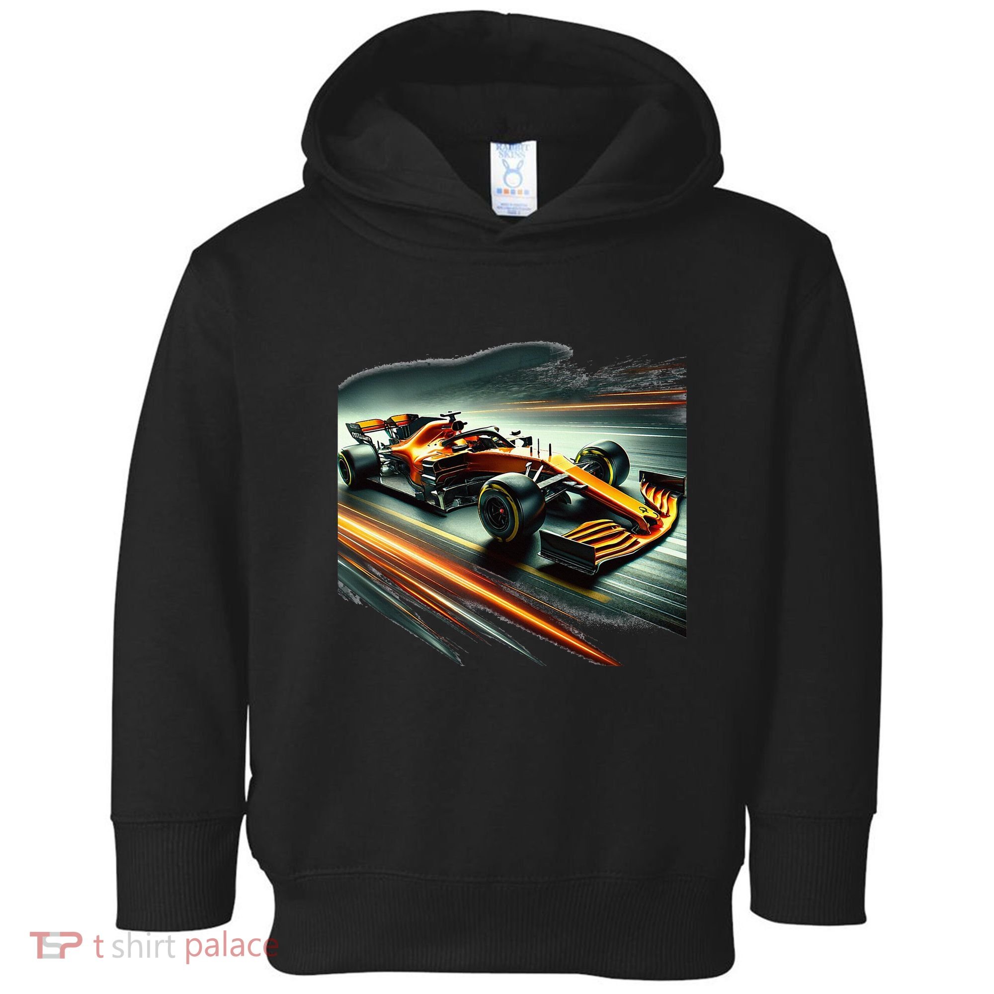 Orange Formula Racing Car Toddler Hoodie