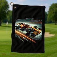 Orange Formula Racing Car Golf Towel thumb 1