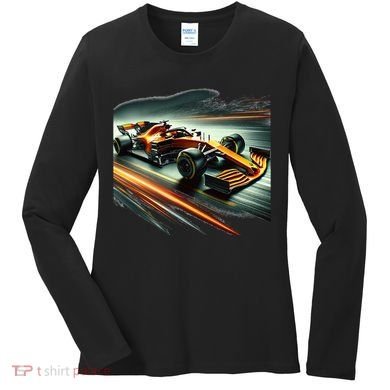 Orange Formula Racing Car Women's Long Sleeve Shirt