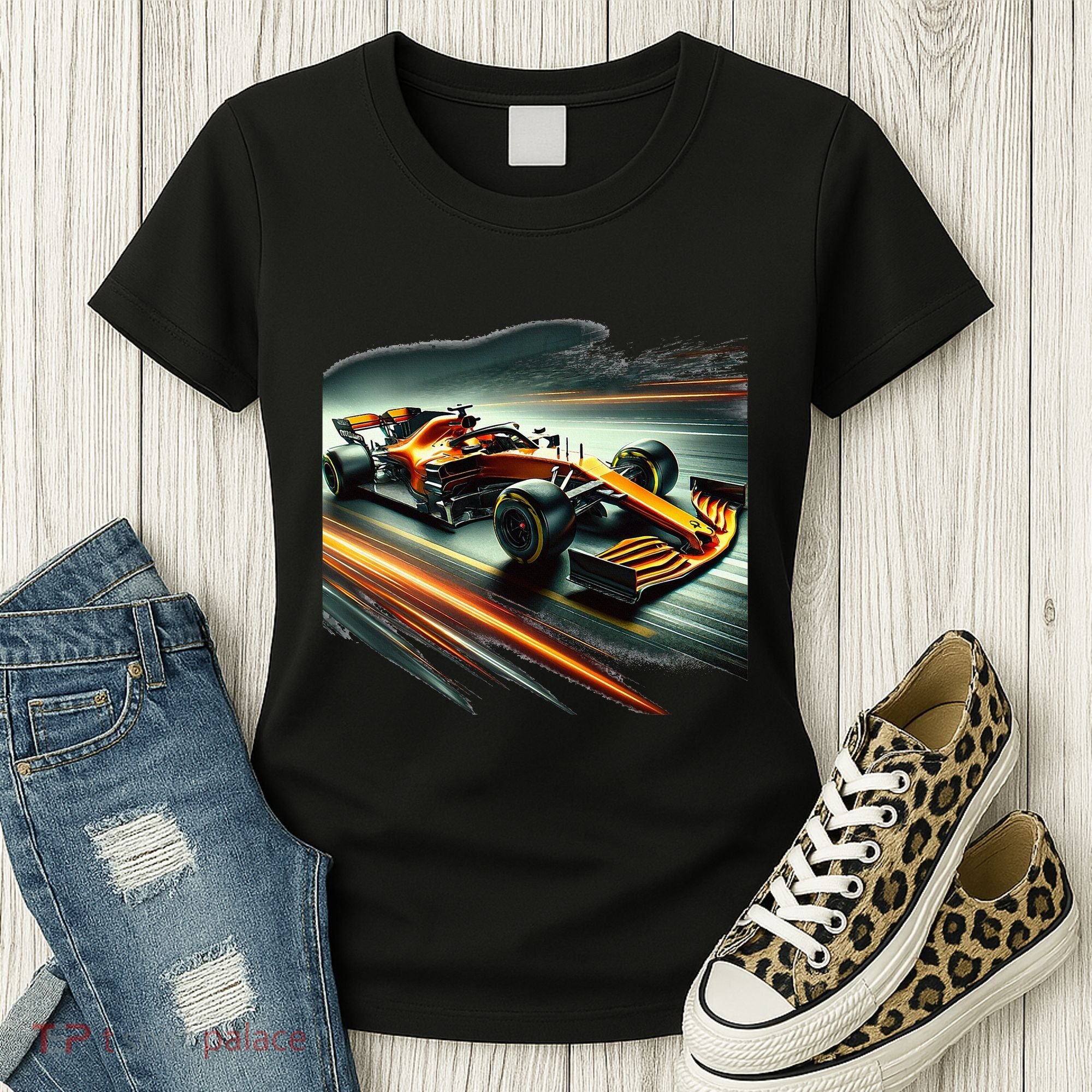 Orange Formula Racing Car Women's T-Shirt
