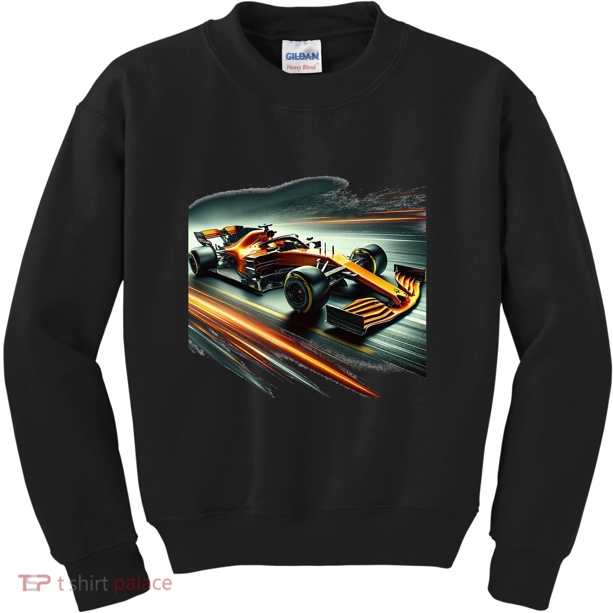 Orange Formula Racing Car Kids Sweatshirt