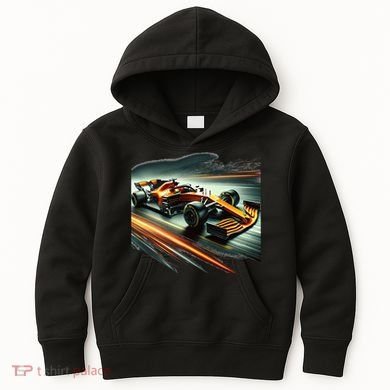 Orange Formula Racing Car Kids Hoodie