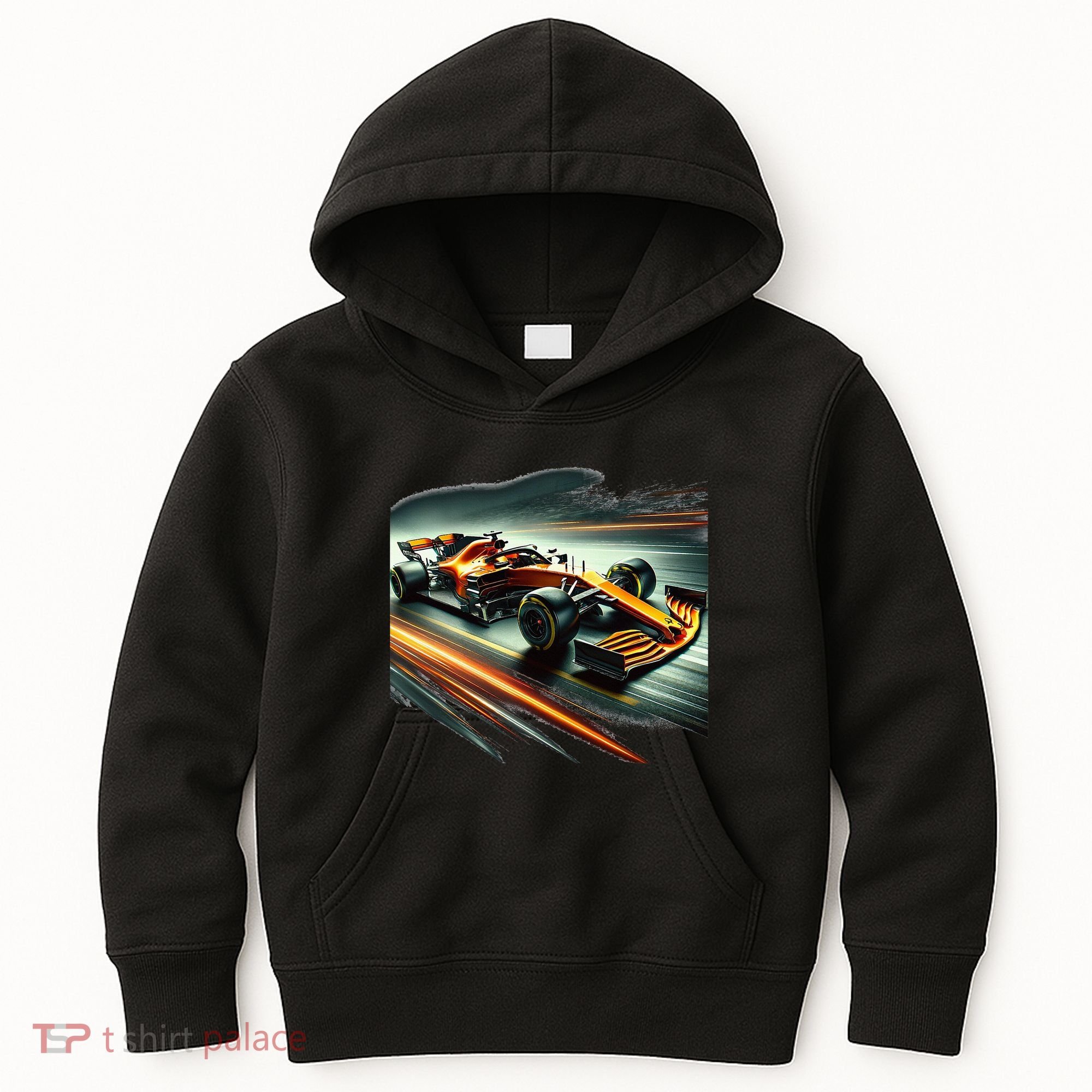 Orange Formula Racing Car Kids Hoodie