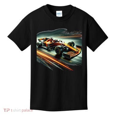 Orange Formula Racing Car Kids T-Shirt