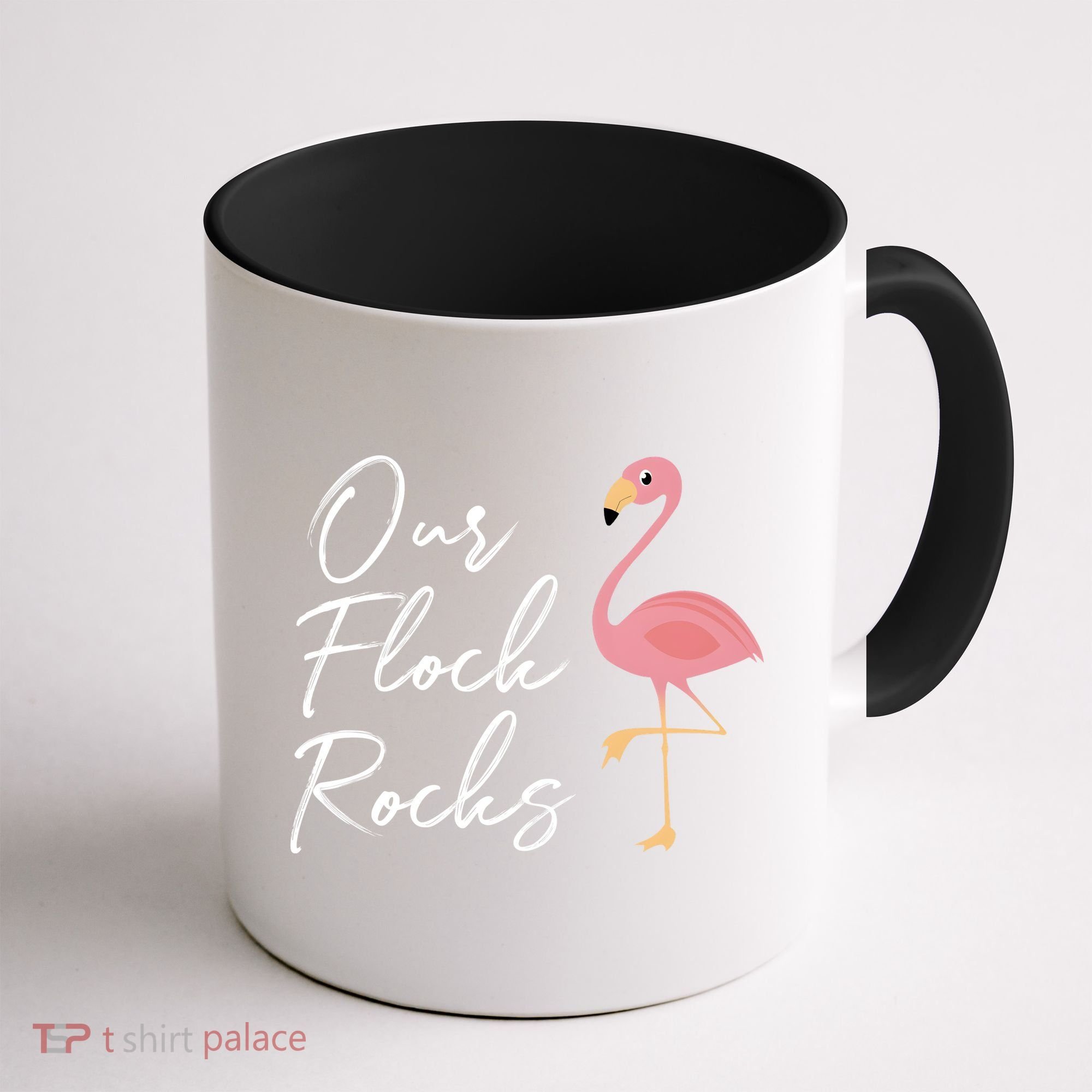 Our Flock Rocks Flamingo Lover Funny Cute Coffee Mug