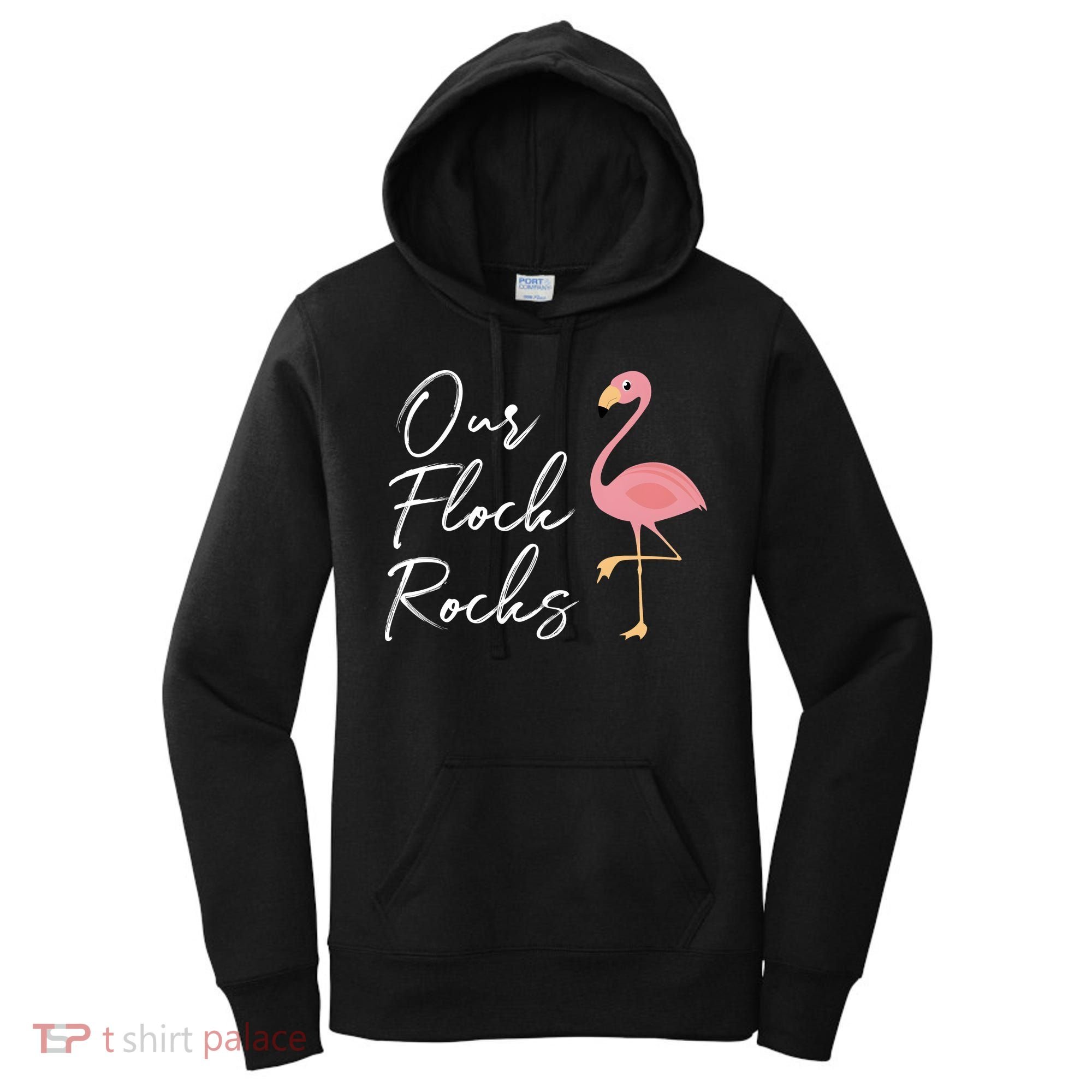 Our Flock Rocks Flamingo Lover Funny Cute Women's Hoodie
