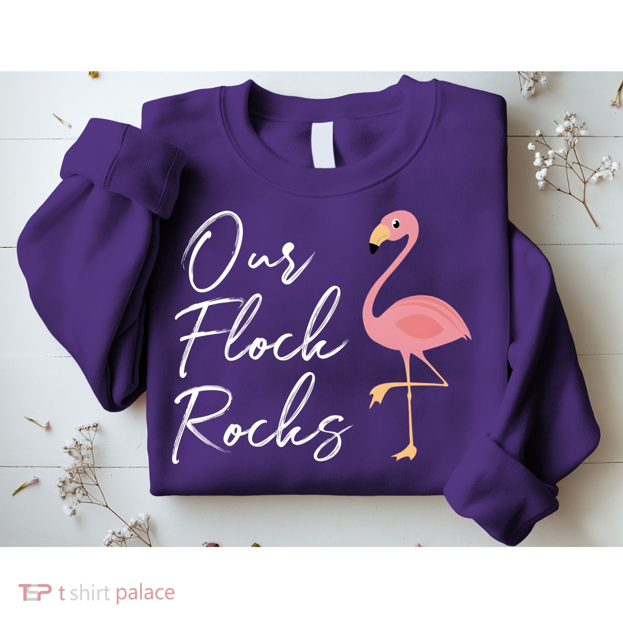 Our Flock Rocks Flamingo Lover Funny Cute Sweatshirt