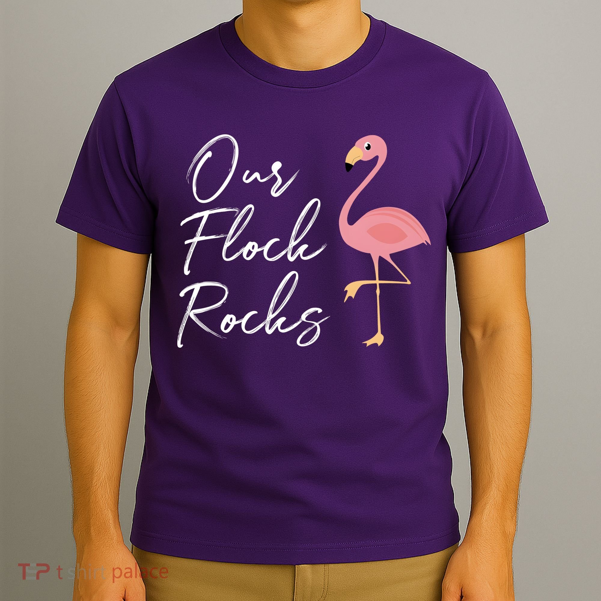 Our Flock Rocks Flamingo Lover Funny Cute T-Shirt