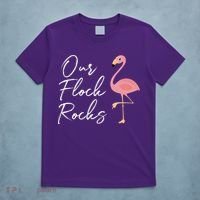Our Flock Rocks Flamingo Lover Funny Cute T-Shirt thumb 5