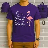 Our Flock Rocks Flamingo Lover Funny Cute T-Shirt thumb 6