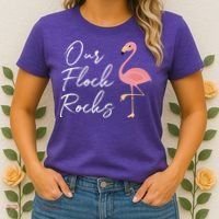 Our Flock Rocks Flamingo Lover Funny Cute Women's T-Shirt thumb 2