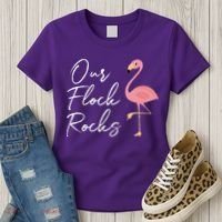 Our Flock Rocks Flamingo Lover Funny Cute Women's T-Shirt thumb 3