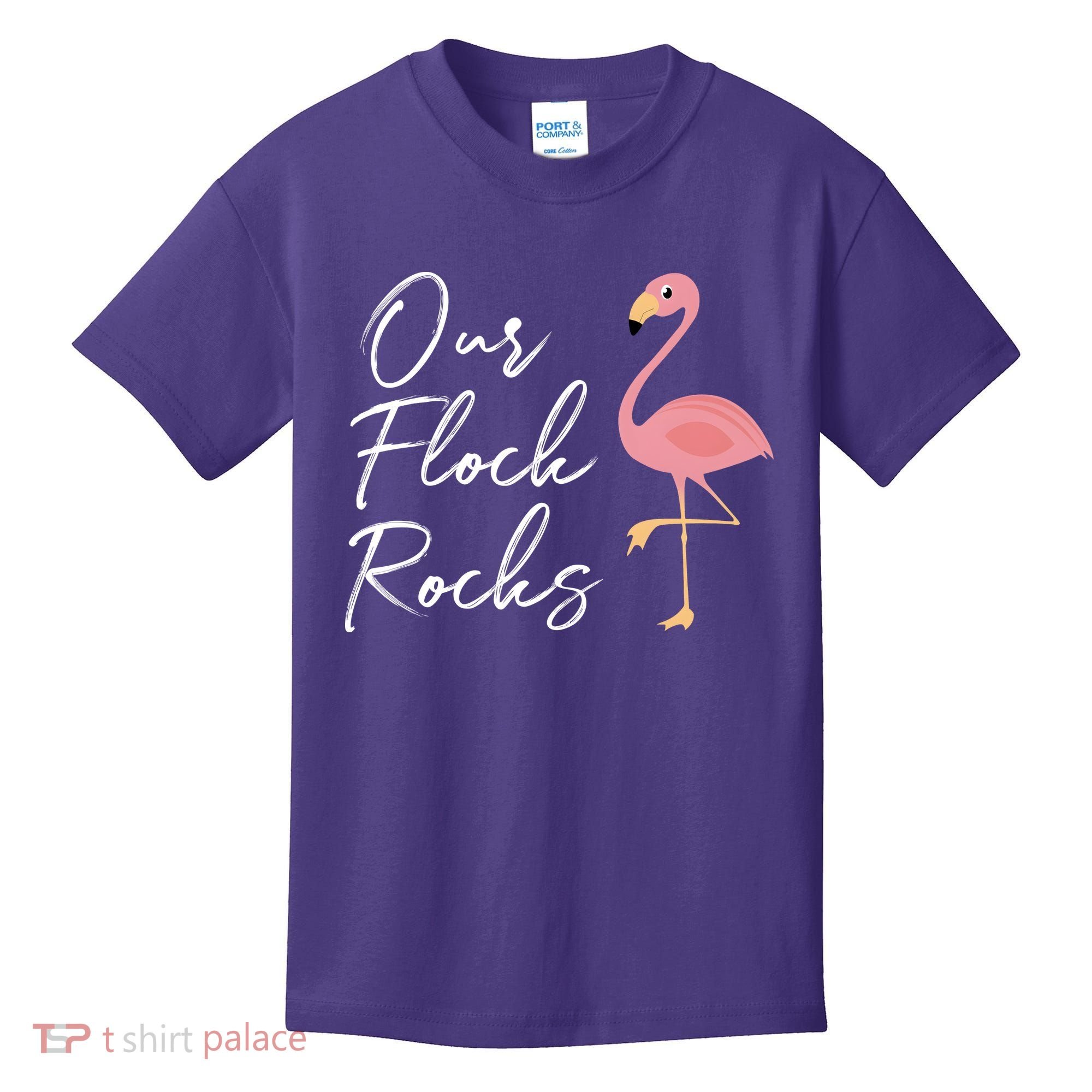 Our Flock Rocks Flamingo Lover Funny Cute Kids T-Shirt