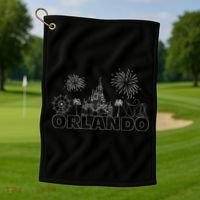 Orlando Florida Retroactive Skyline Golf Towel thumb 1