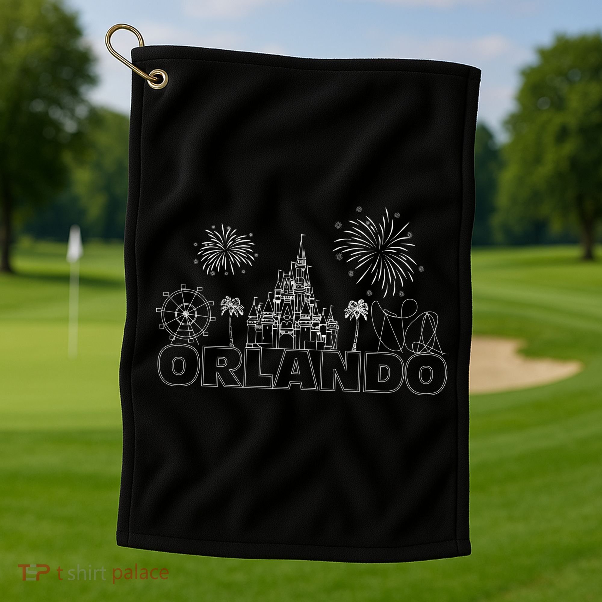 Orlando Florida Retroactive Skyline Golf Towel