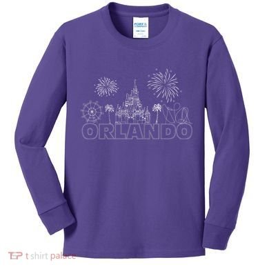 Orlando Florida Retroactive Skyline Kids Long Sleeve Shirt