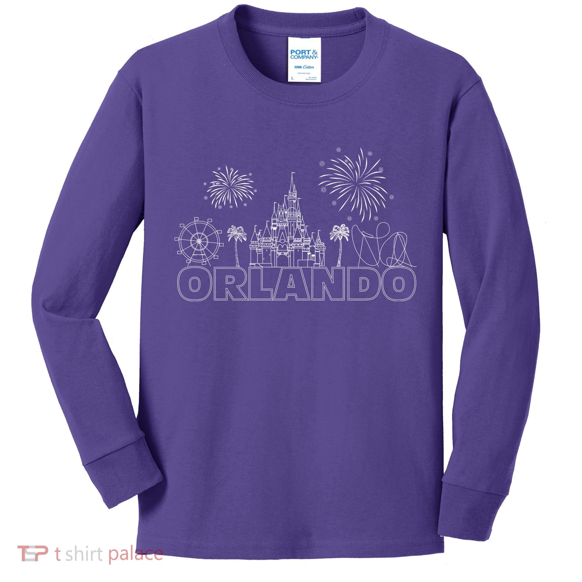 Orlando Florida Retroactive Skyline Kids Long Sleeve Shirt