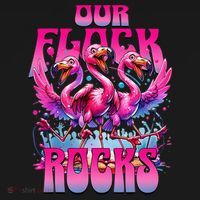 Our Flock Rocks Funny Flamingos Vacation Family Friends Women's Tank Top thumb 5