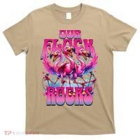 Our Flock Rocks Funny Flamingos Vacation Family Friends T-Shirt thumb 0