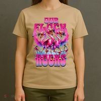 Our Flock Rocks Funny Flamingos Vacation Family Friends T-Shirt thumb 4