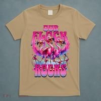 Our Flock Rocks Funny Flamingos Vacation Family Friends T-Shirt thumb 5