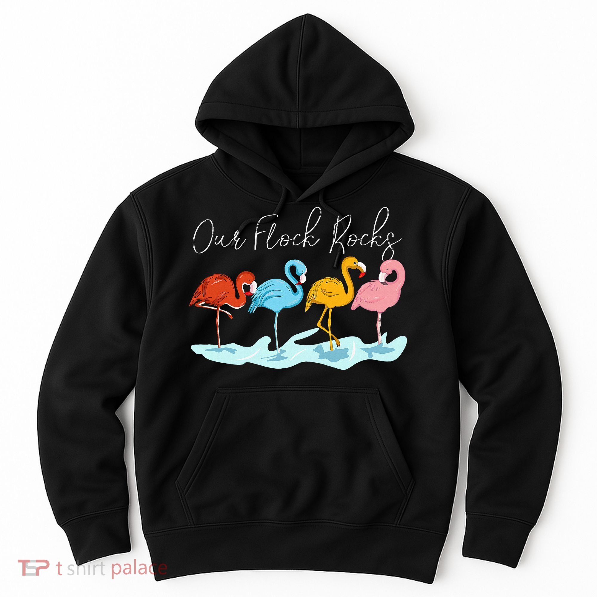 Our Flock Rocks Flamingos Lover Family Hoodie