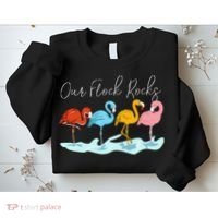Our Flock Rocks Flamingos Lover Family Sweatshirt thumb 2