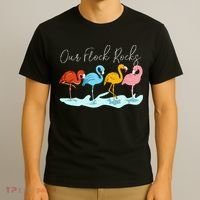 Our Flock Rocks Flamingos Lover Family T-Shirt thumb 3