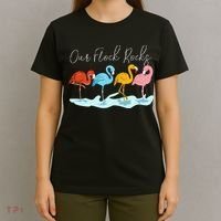Our Flock Rocks Flamingos Lover Family T-Shirt thumb 4