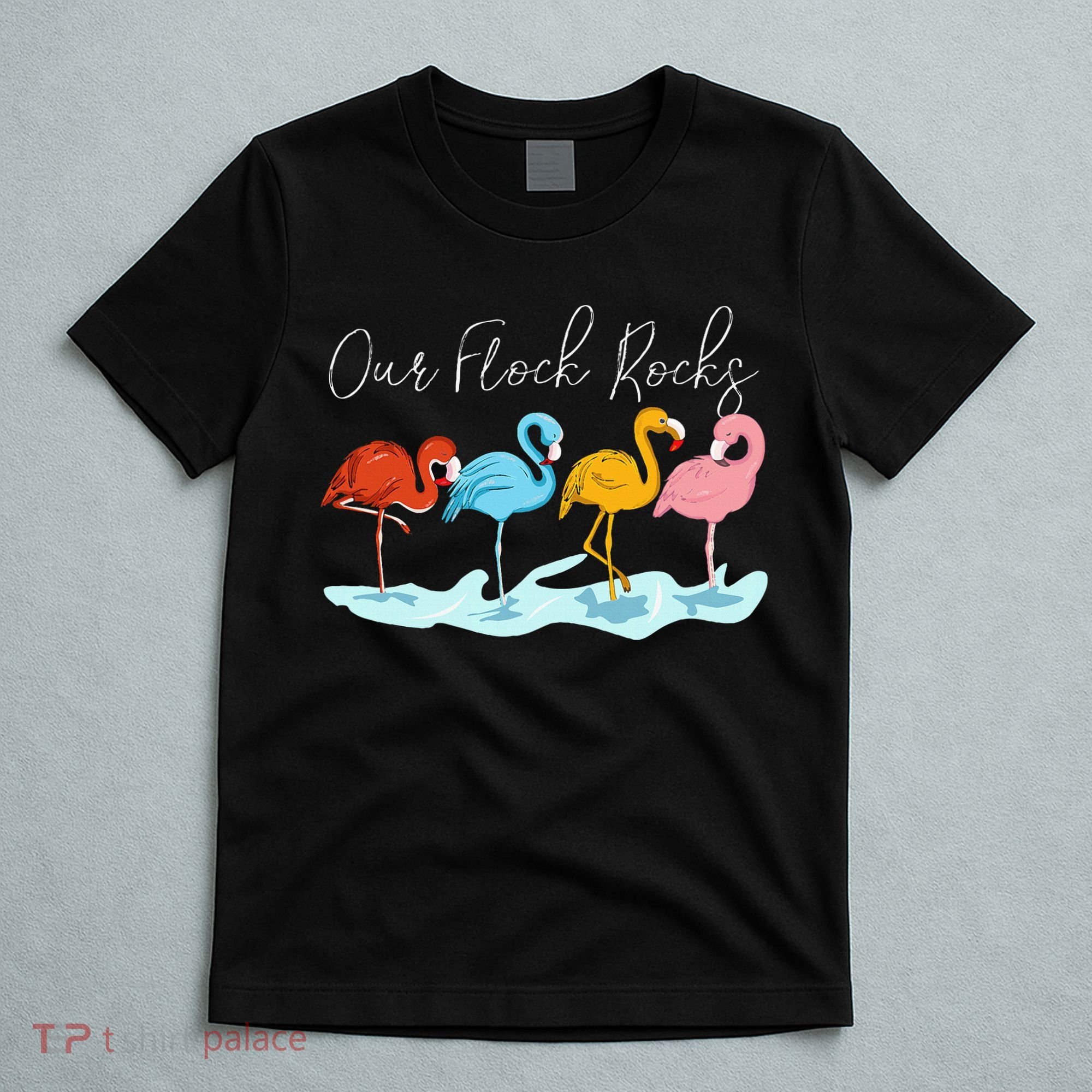 Our Flock Rocks Flamingos Lover Family T-Shirt
