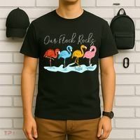 Our Flock Rocks Flamingos Lover Family T-Shirt thumb 6