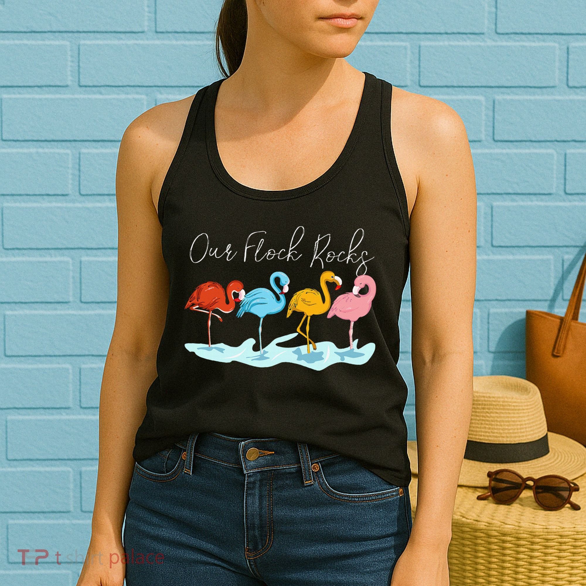 Our Flock Rocks Flamingos Lover Family Women's Tank Top