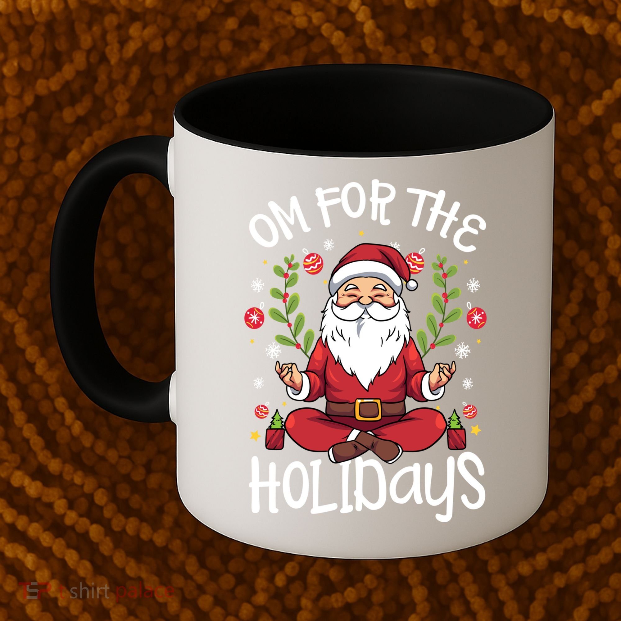 Om For The Holidays Santa In Lotus Pose Santa Yoga Meaningful Gift Coffee Mug
