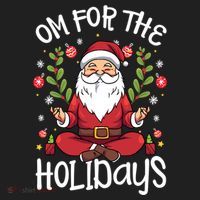 Om For The Holidays Santa In Lotus Pose Santa Yoga Meaningful Gift Beanie thumb 2