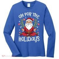 Om For The Holidays Santa In Lotus Pose Santa Yoga Meaningful Gift Women's Long Sleeve Shirt thumb 0