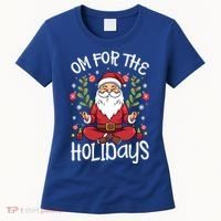 Om For The Holidays Santa In Lotus Pose Santa Yoga Meaningful Gift Women's T-Shirt thumb 0