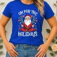 Om For The Holidays Santa In Lotus Pose Santa Yoga Meaningful Gift Women's T-Shirt thumb 2