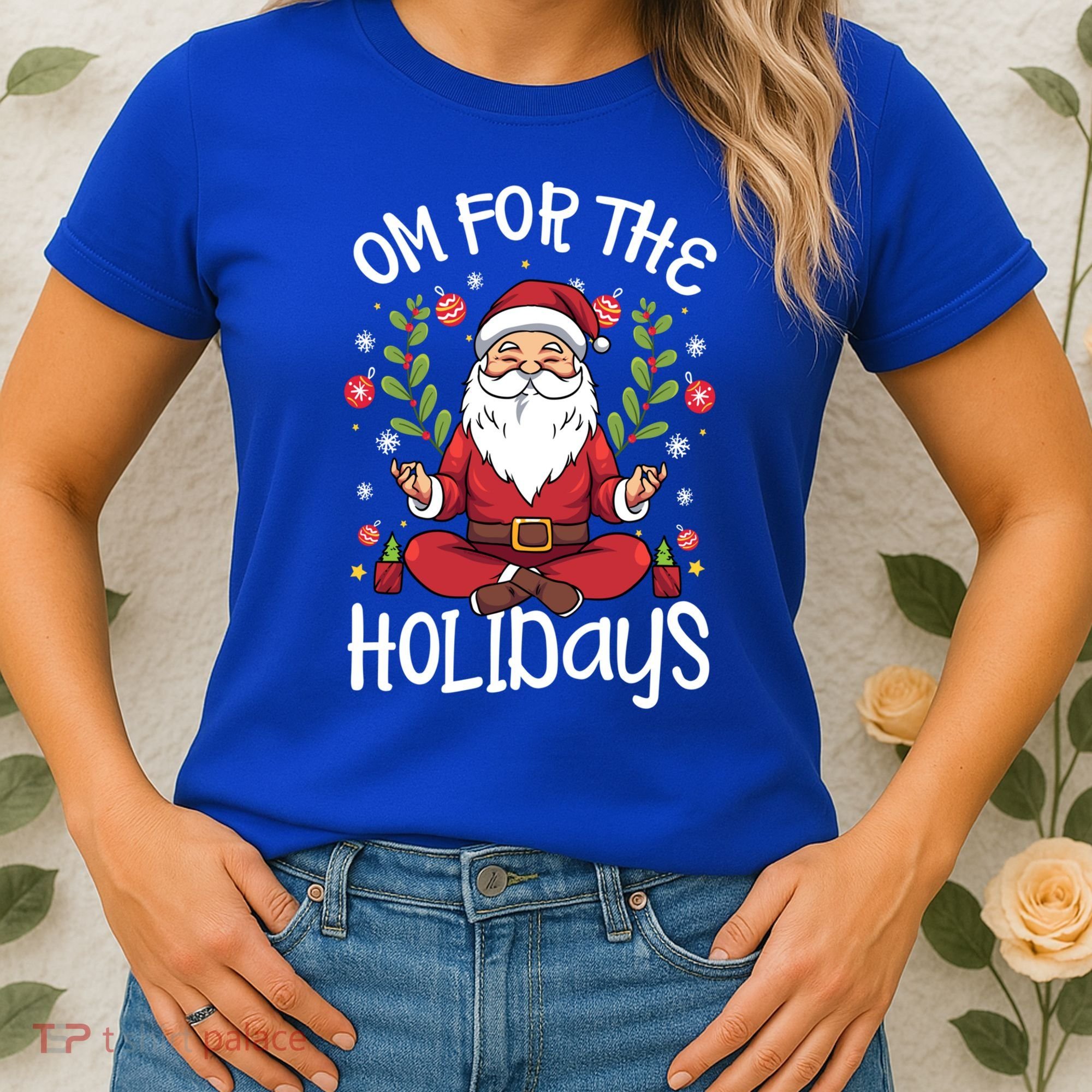 Om For The Holidays Santa In Lotus Pose Santa Yoga Meaningful Gift Women's T-Shirt