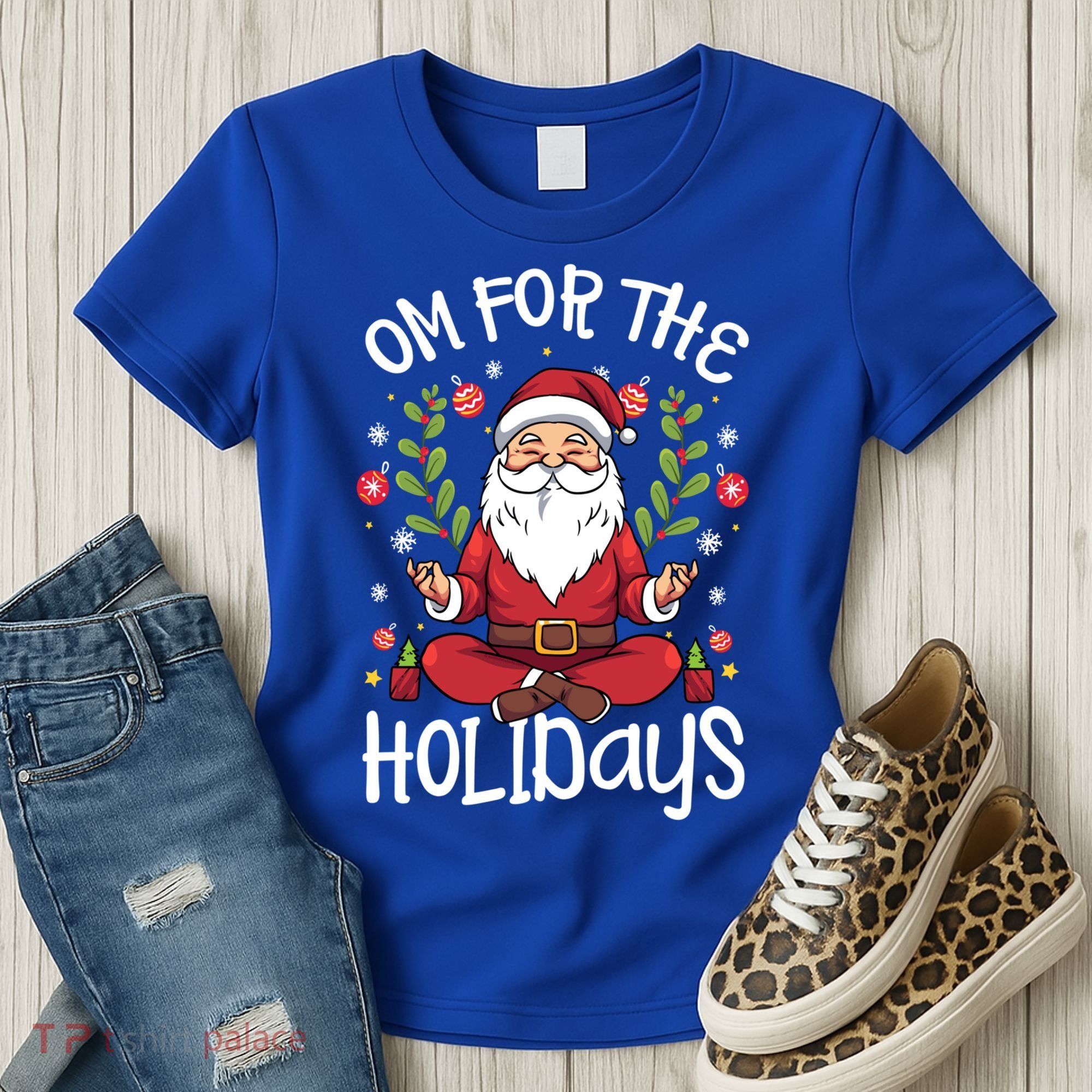 Om For The Holidays Santa In Lotus Pose Santa Yoga Meaningful Gift Women's T-Shirt