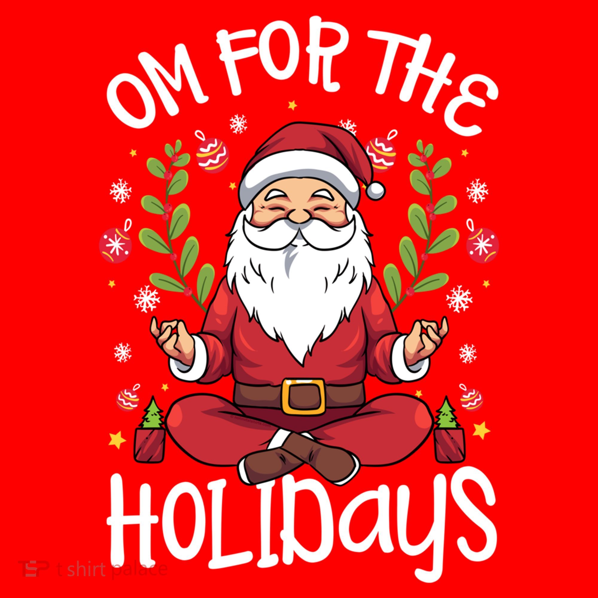 Om For The Holidays Santa In Lotus Pose Santa Yoga Meaningful Gift Santa Hat
