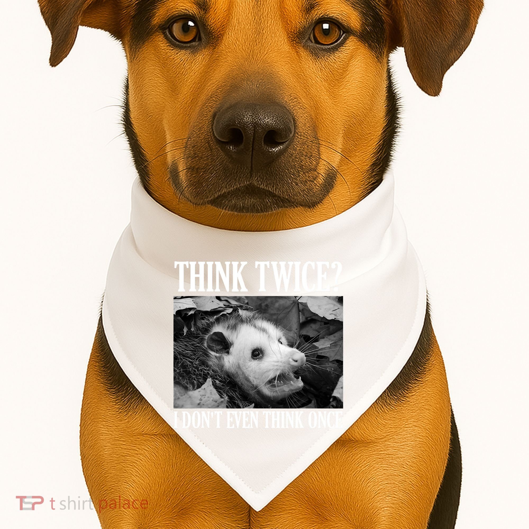 Opossum Funny Think Twice I Don't Even Think Once Possum USA-Made Doggie Bandana