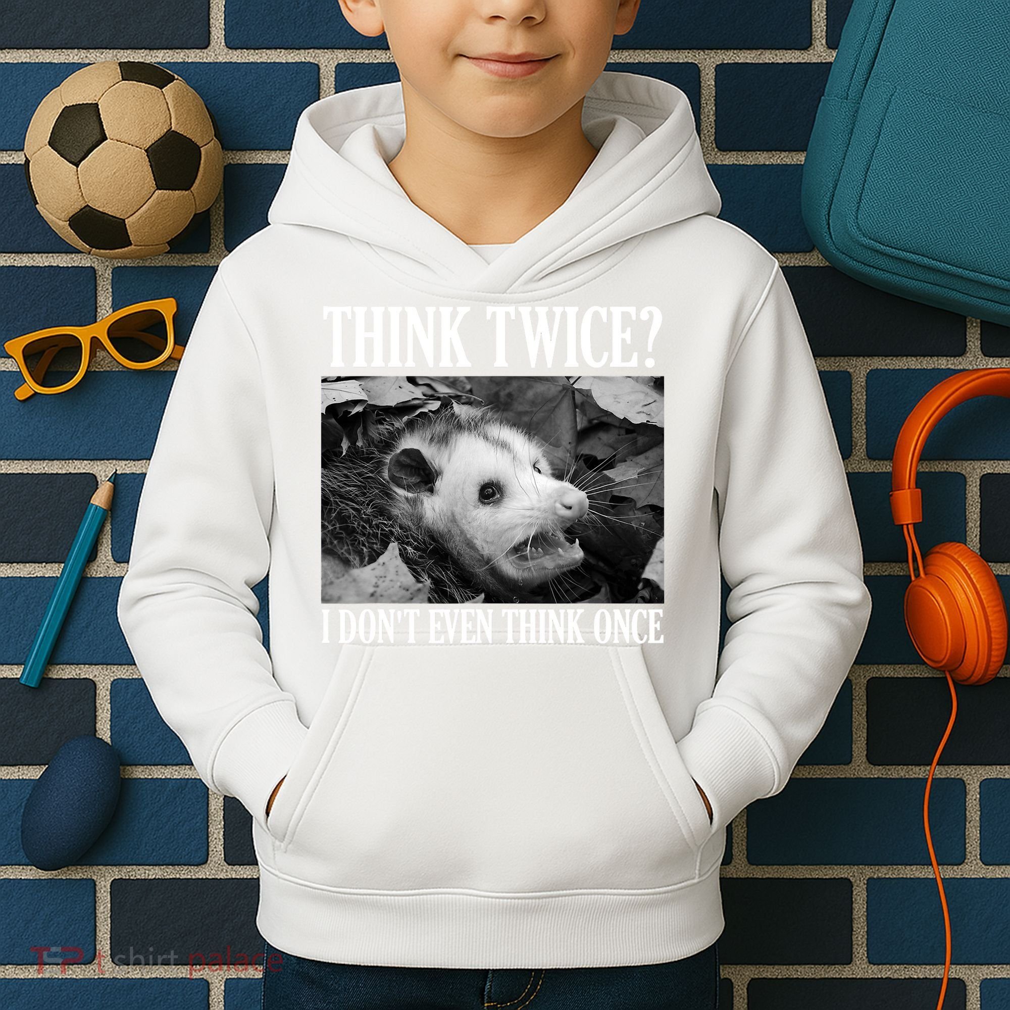 Opossum Funny Think Twice I Don't Even Think Once Possum Kids Hoodie