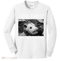 Opossum Funny Think Twice I Don't Even Think Once Possum Kids Long Sleeve Shirt thumb 0