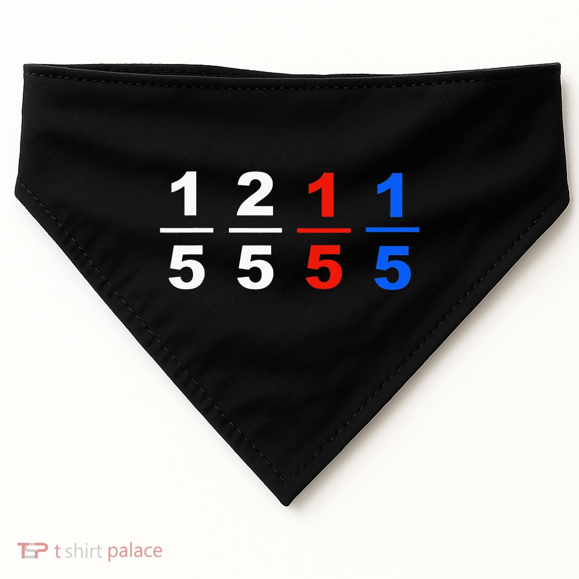 One Fifth Two Fifth Red Fifth Blue Fifth Funny Math Humor USA-Made Doggie Bandana