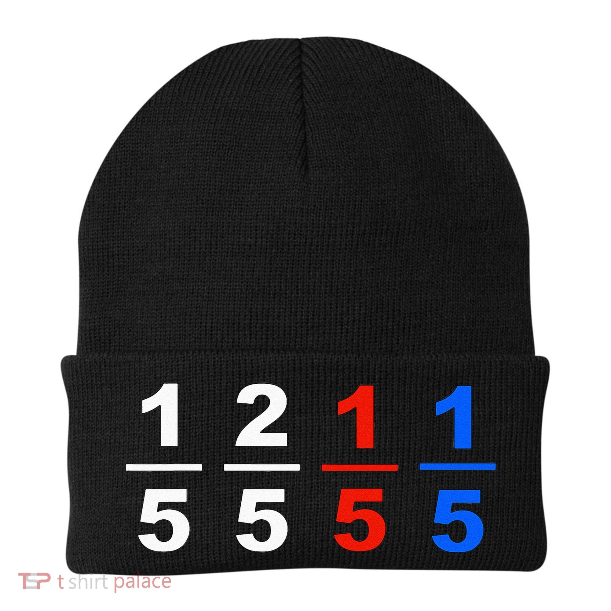 One Fifth Two Fifth Red Fifth Blue Fifth Funny Math Humor Beanie